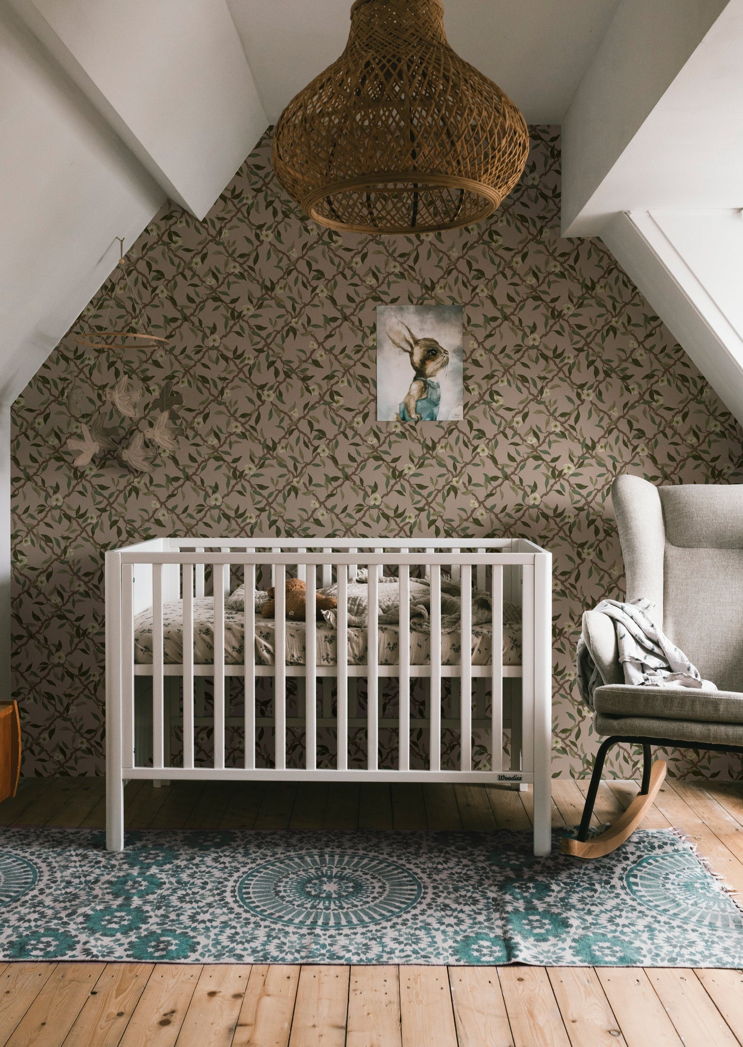 Summer Gray Wallpaper - Espalier - Dusty Pink