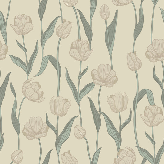 Papier peint gris d'été - Fjädra - Beige