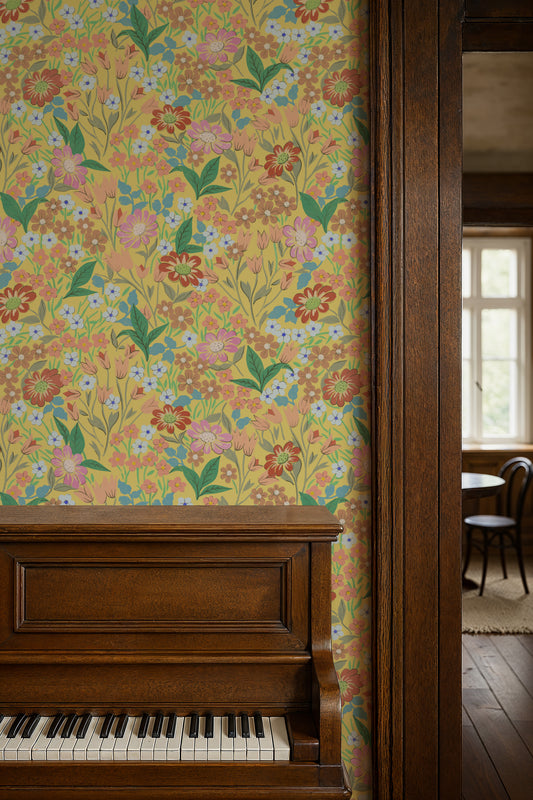 Summer Gray Wallpaper - Lola - Yellow