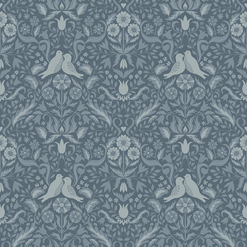 Papier peint Midbec - Oiseaux et Fleurs 'Niki' - Bleu