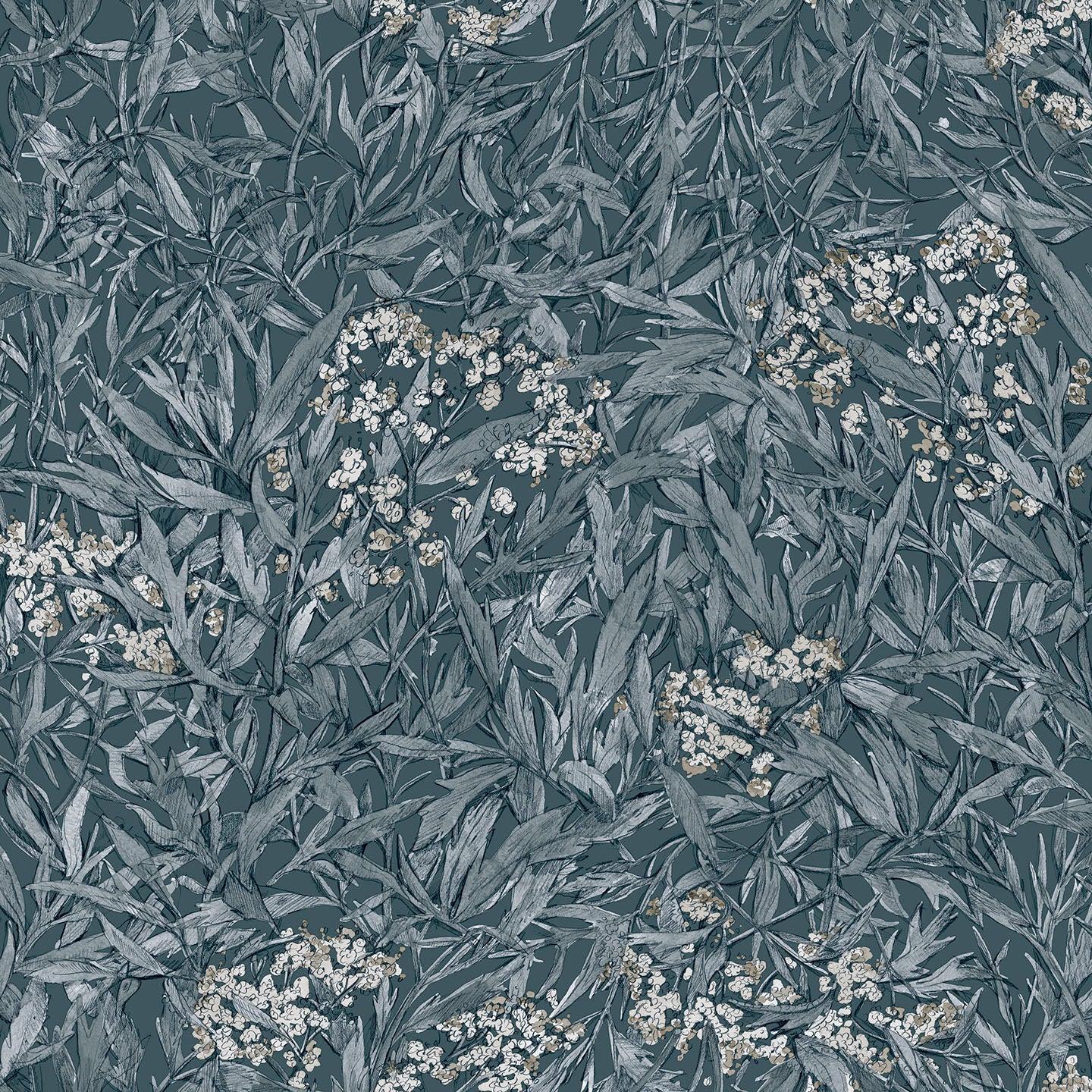 Papier peint Sandberg - Malin Indigo Bleu