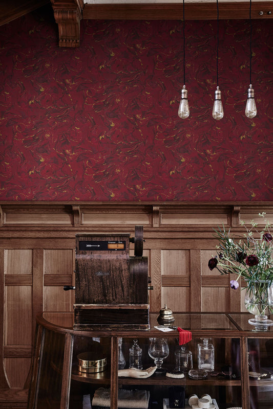 Marble Wallpaper - Marion Red