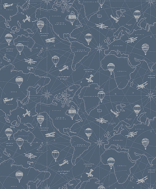 Borastapeter Wallpaper - Adventures - Blue & White