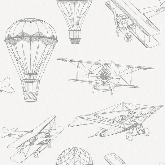 Papier peint Borastapeter - Bon Voyage - Noir et Blanc