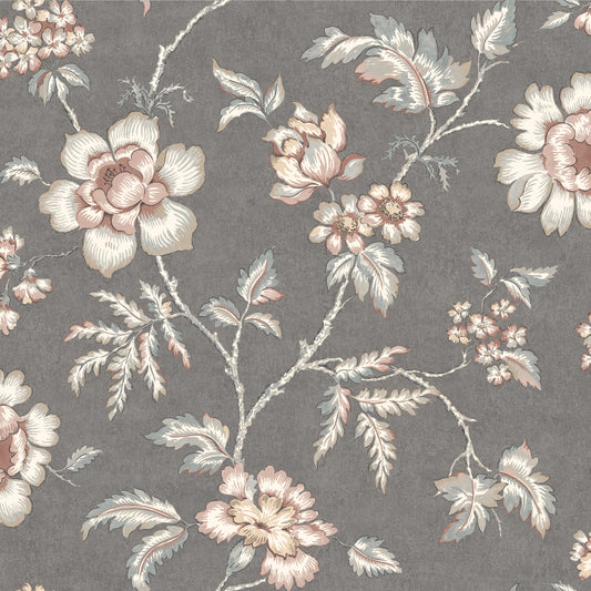 Papier peint Borastapeter - Camille - Blanc et gris foncé