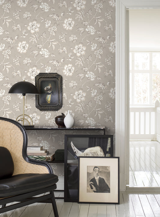 Papier peint Borastapeter - Camille - Blanc et gris