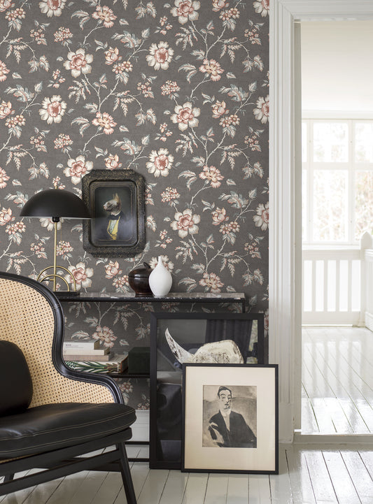 Papier peint Borastapeter - Camille - Blanc et gris foncé