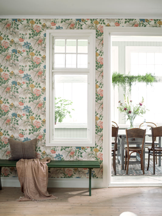 Papier peint Borastapeter - Jardin de Carnation - Fond blanc