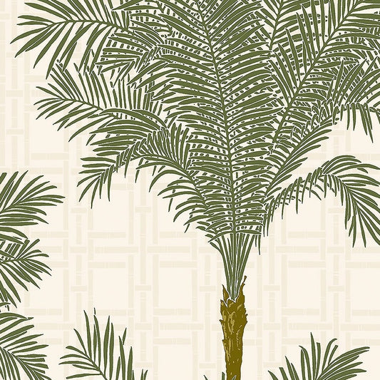 Borastapeter - Arbre Copacabana - Vert avec fond crème