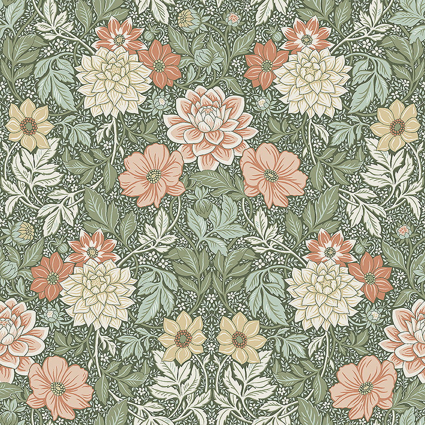 Borastapeter Wallpaper - Dahlia Garden 7666 - Dark Green