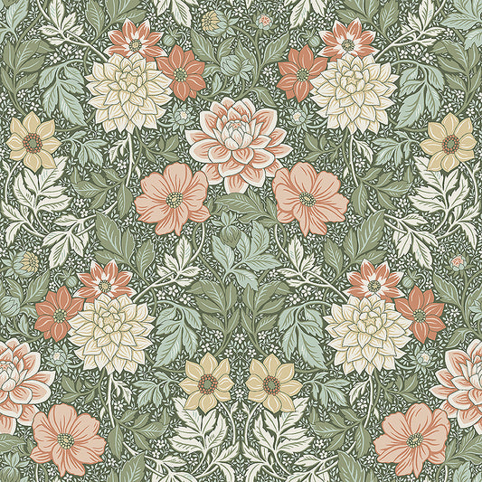 Papier peint Borastapeter - Dahlia Garden 7666 - Vert foncé