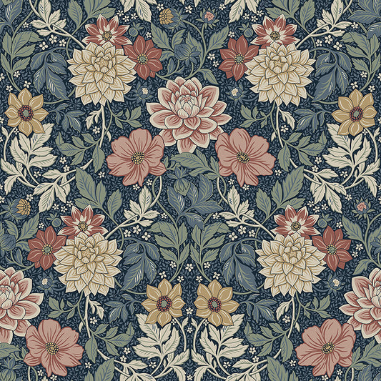 Papier peint Borastapeter - Dahlia Garden 7690 - Bleu foncé