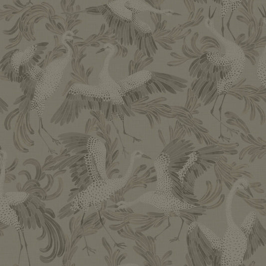 Papier peint Borastapeter - Grue dansante - Nuances de brun