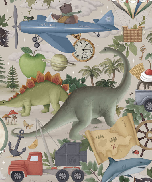 Papier peint pour chambre d'enfant - Adventureland par Fleur Harris - Sable