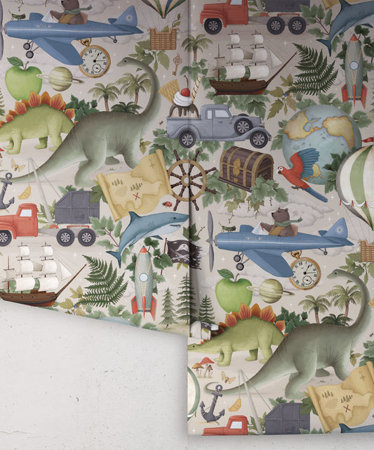 Papier peint pour chambre d'enfant - Adventureland par Fleur Harris - Sable