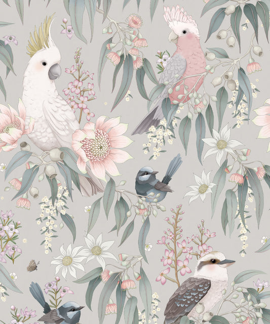 Nursery Wallpaper - Bush Melody by Fleur Harris - Saltbush