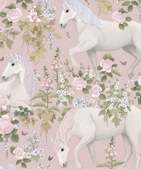 Papier peint pour chambre d'enfant - Champ de rêves par Fleur Harris - Rose ballet