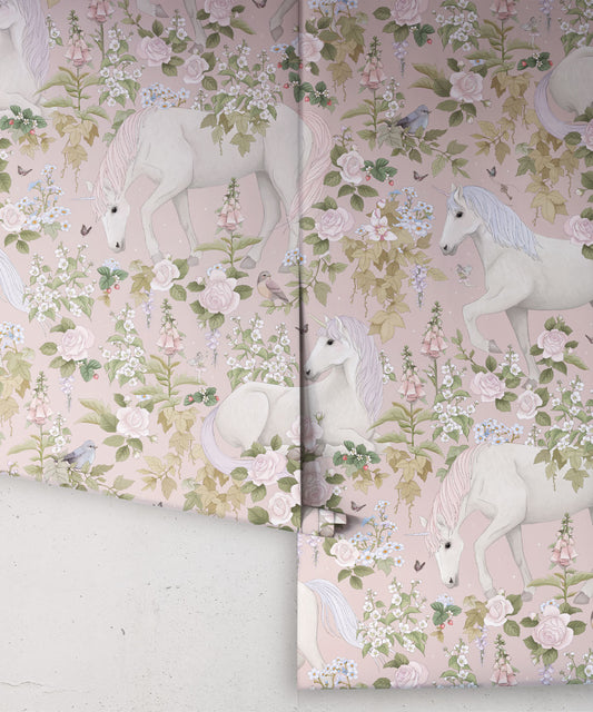 Papier peint pour chambre d'enfant - Champ de rêves par Fleur Harris - Rose ballet