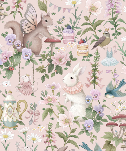 Papier peint pour chambre d'enfant - Garden Party par Fleur Harris - Rose Pétale