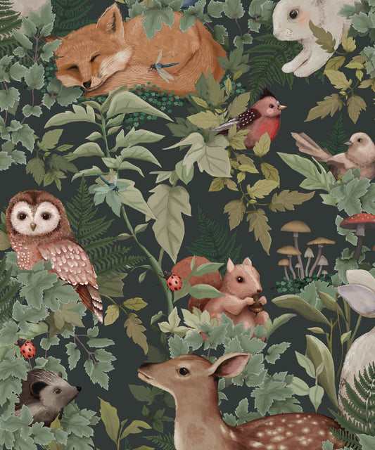 Papier peint pour chambre d'enfant - Dans les bois par Fleur Harris - Forêt