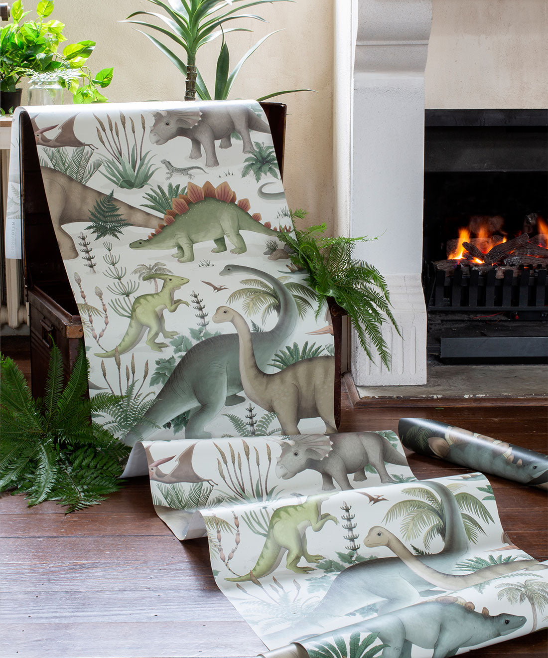 Nursery Wallpaper - Prehistorica by Fleur Harris - Deep Jungle