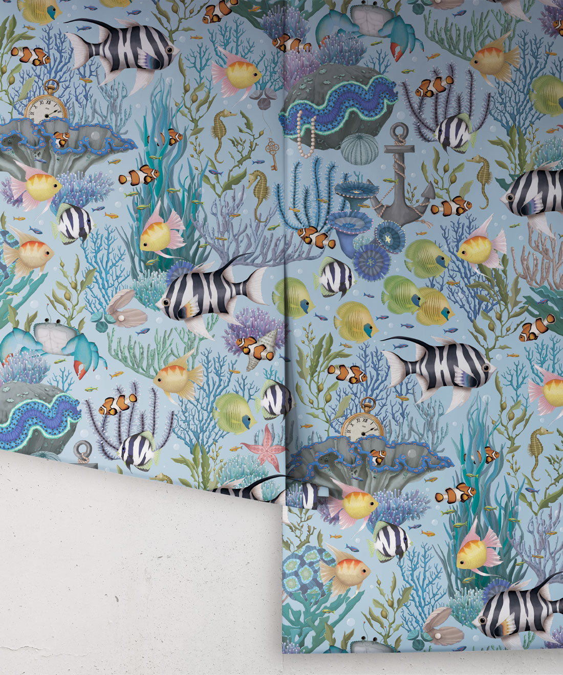 Nursery Wallpaper - Treasure Reef by Fleur Harris - Island Blue