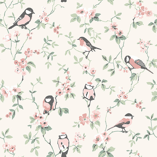 Borastapeter Oiseaux - rose