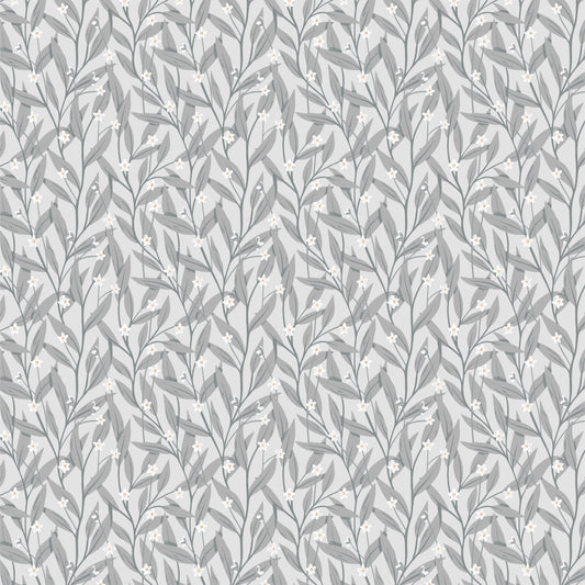 Papier peint gris d'été - Anémone - Bleu gris