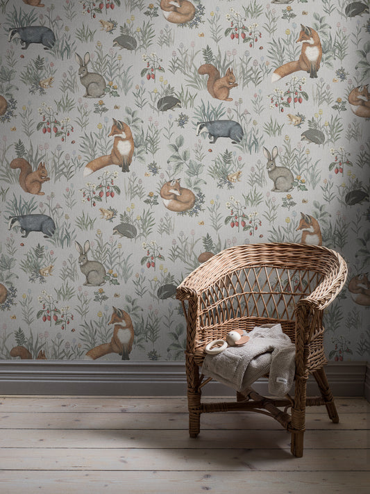 Papier peint Borastapeter - Fresque Amis de la Forêt - Animaux des Bois