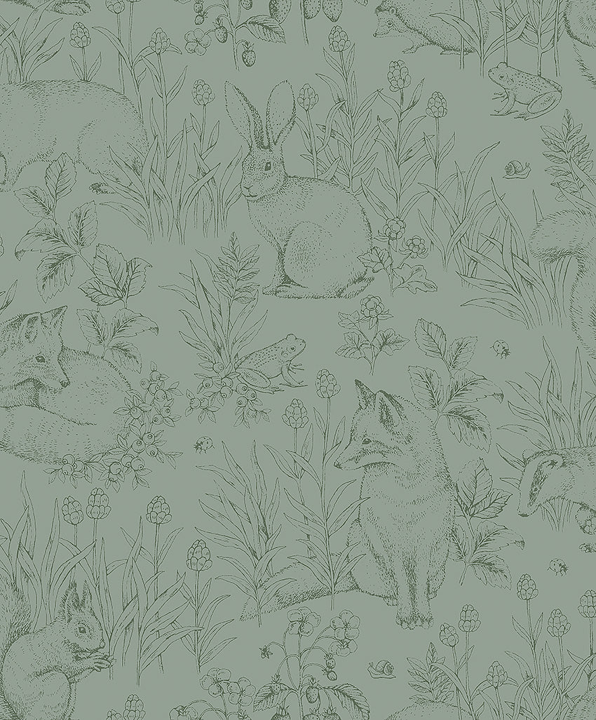 Papier peint Borastapeter - Amis de la forêt - Vert et noir