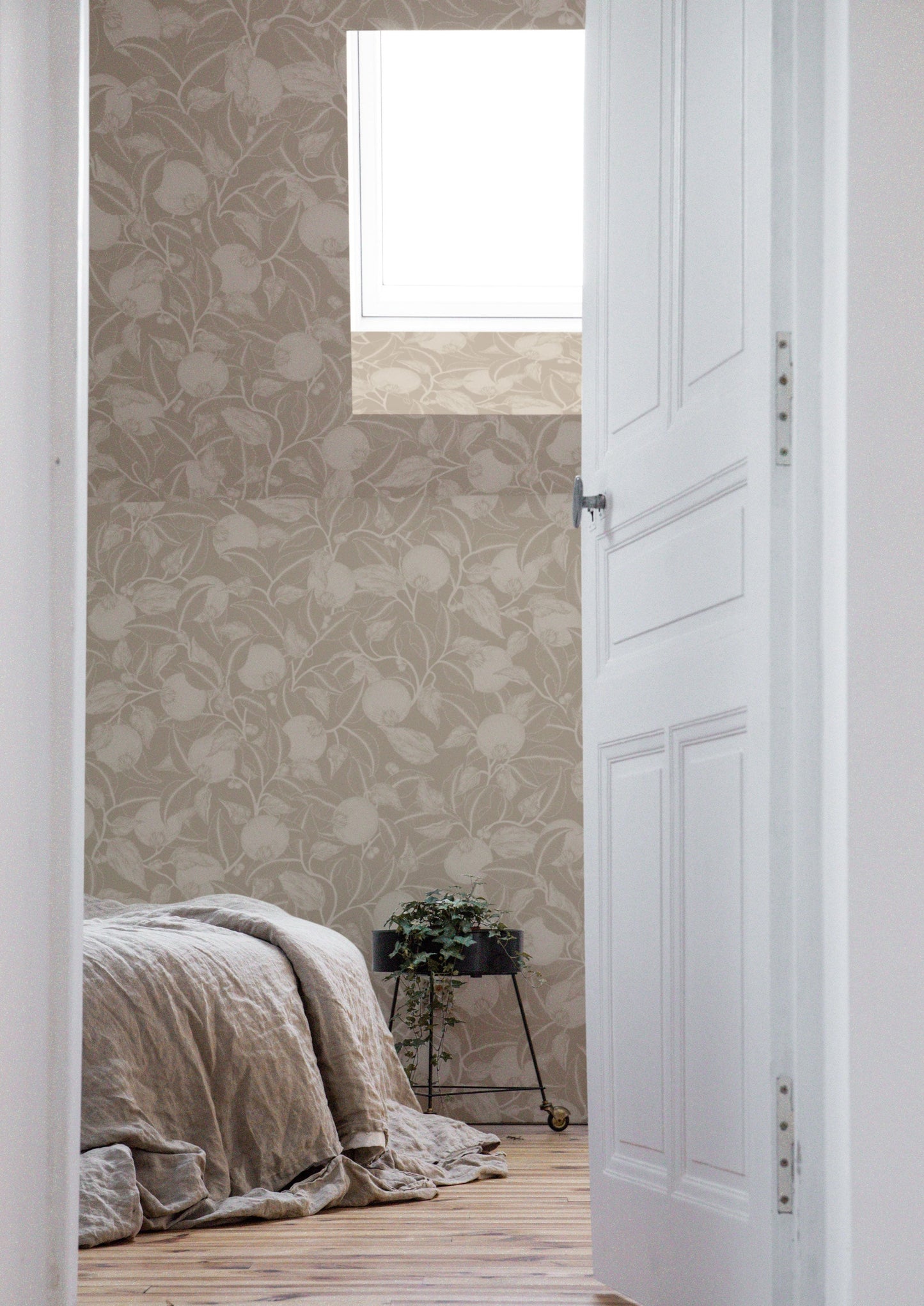 Papier peint floral - Grenade - Beige pierre