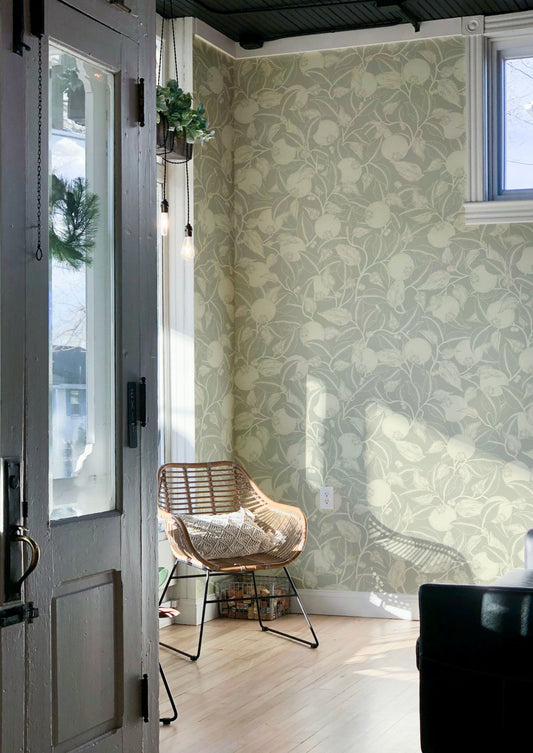 Papier peint floral - Grenade - Gris