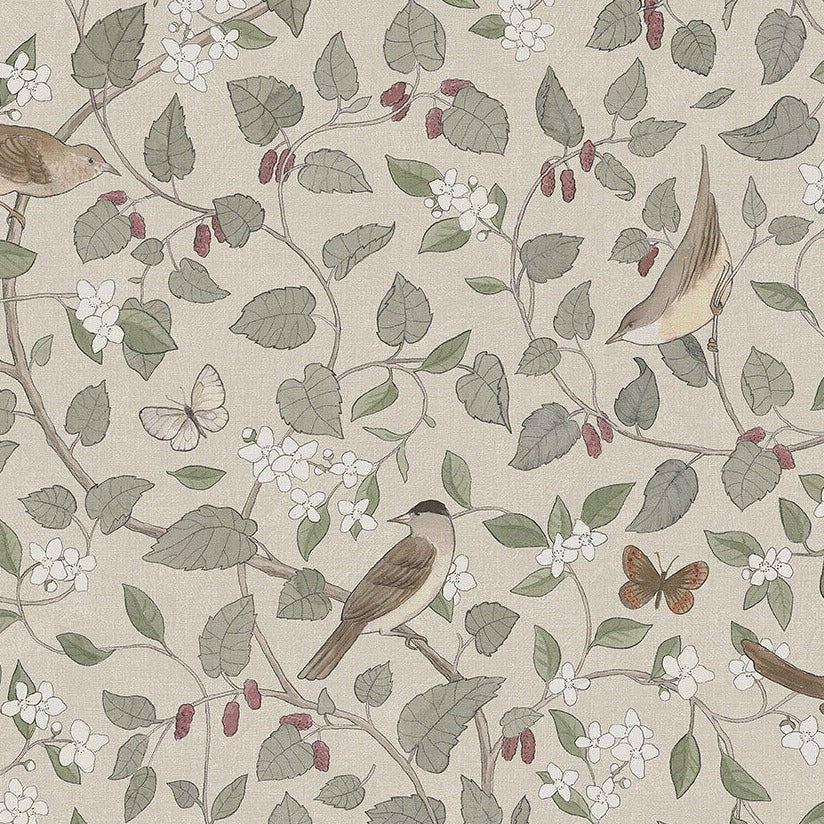 Papier peint Borastapeter - Oiseaux chanteurs 2056 - Beige
