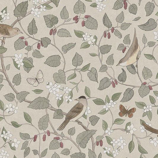 Borastapeter Wallpaper - Sångfåglar 2056 - Beige