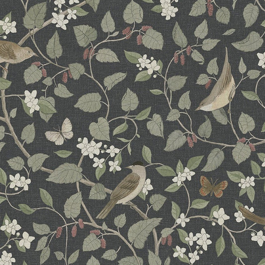 Papier peint Borastapeter - Oiseaux chanteurs - Noir