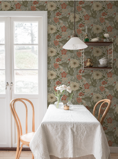 Papier peint Midbec - Victor Garden - rose et gris 13110