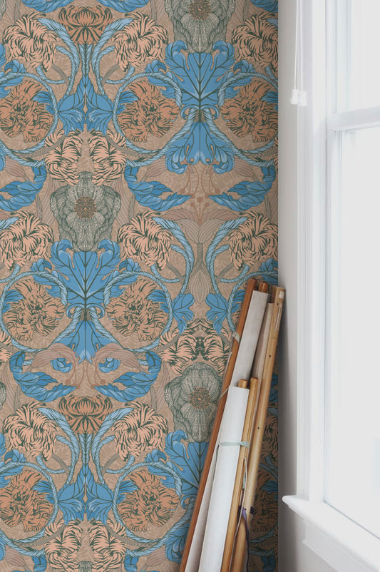 Summer Gray Wallpaper - Cecilia - Apricot (SALE)