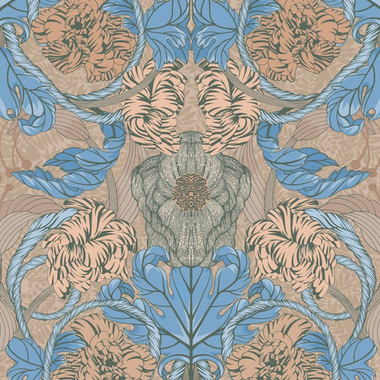 Papier peint gris d'été - Cecilia - Abricot