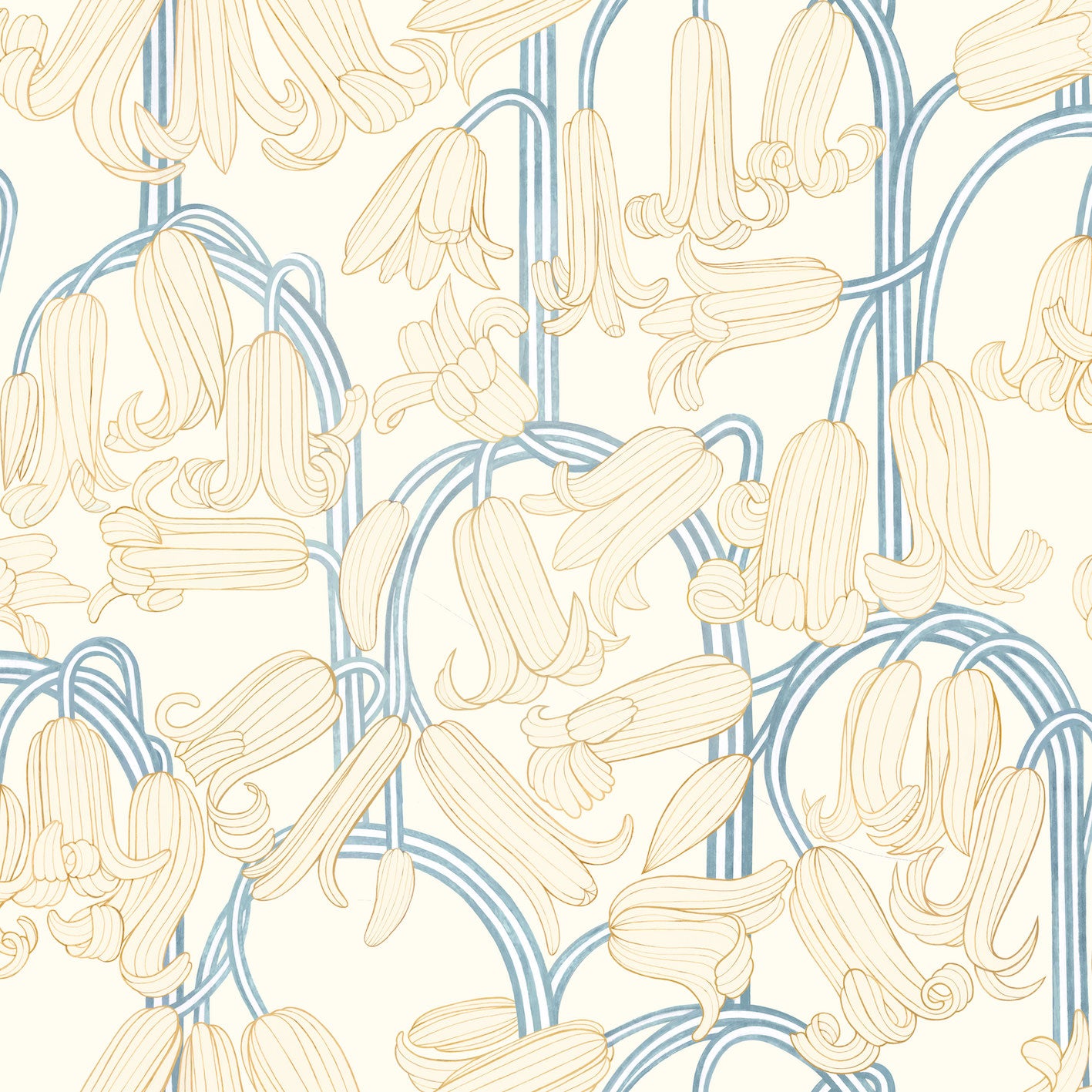 Papier peint Summer Gray - Jacinthes des bois - Crème