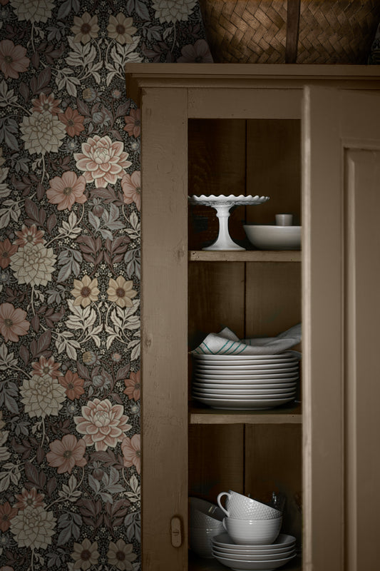 Borastapeter Wallpaper - Dahlia Garden 7689 - Dark brown