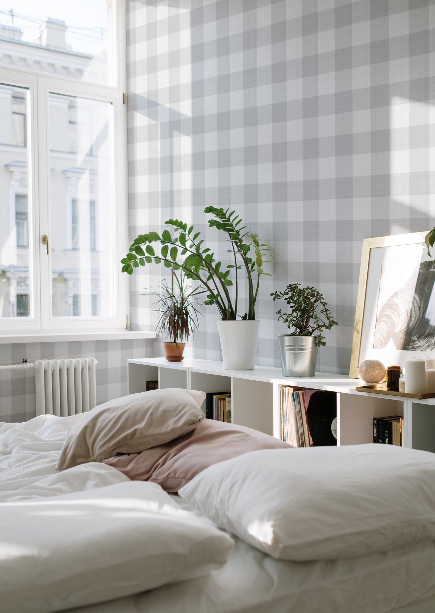 Wallpaper Checks - Linen - Gray