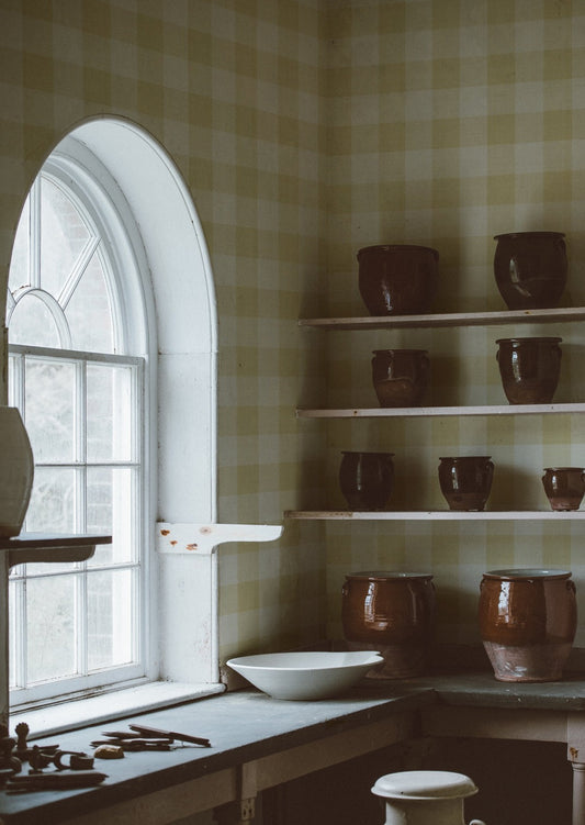 Wallpaper Checks - Linen - Yellow