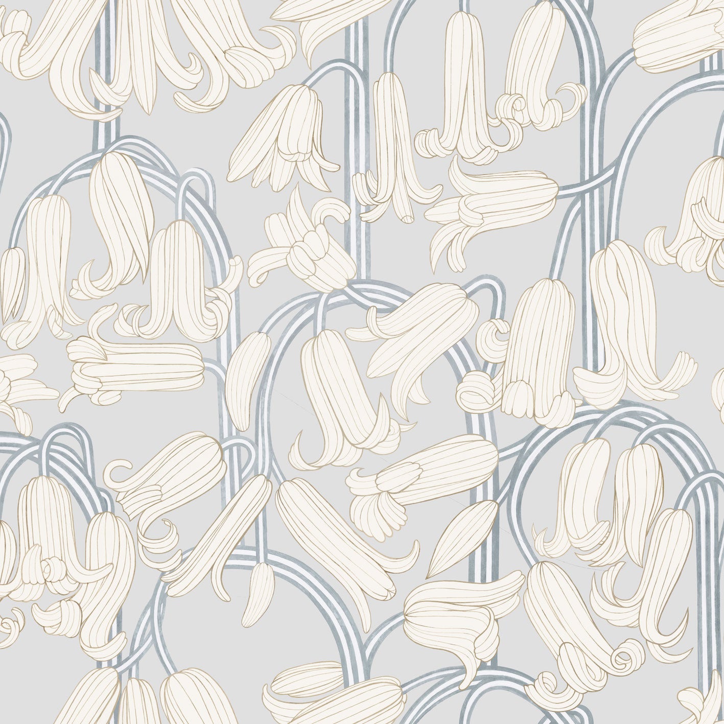 Papier peint Summer Gray - Jacinthes des bois - Gris