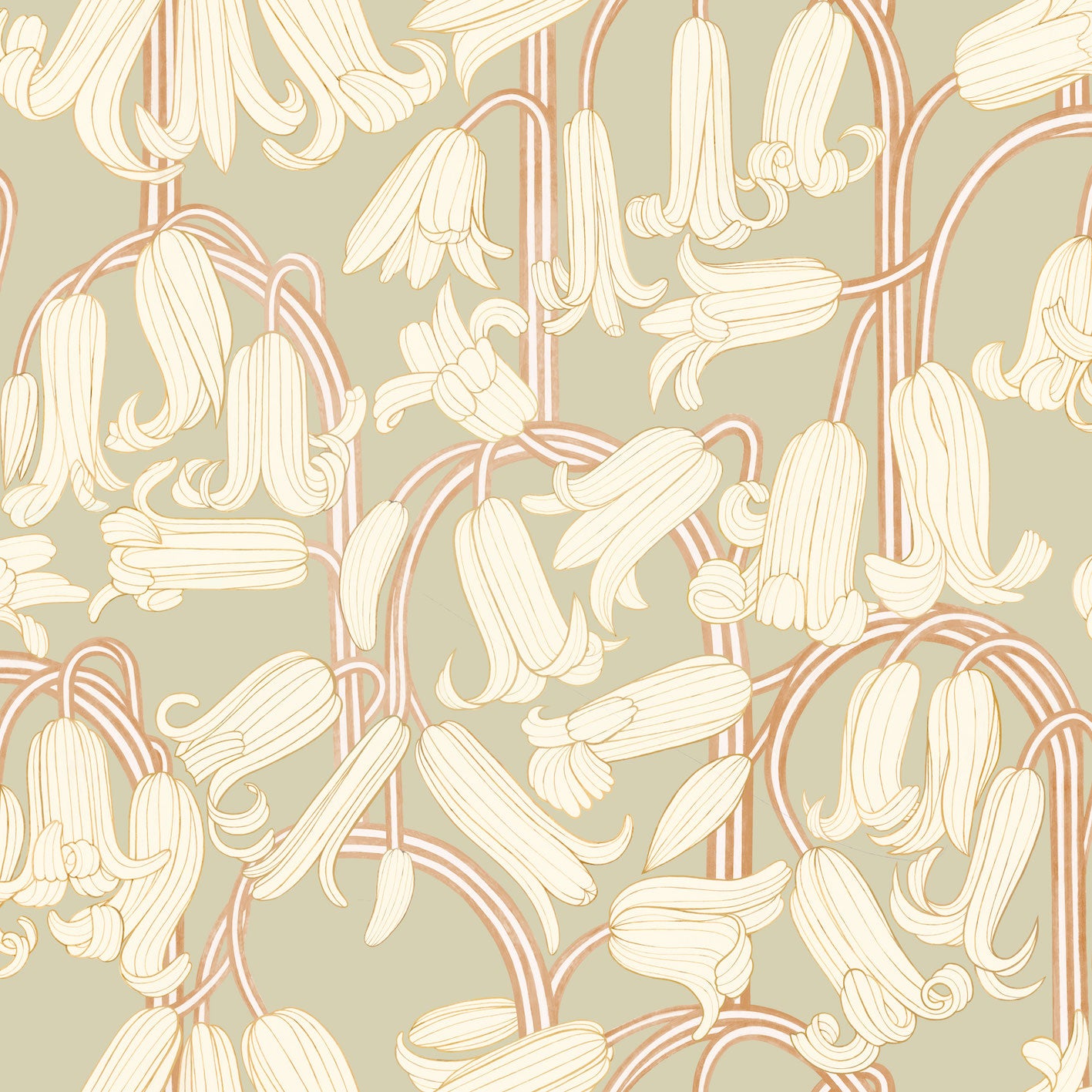Papier peint Summer Gray - Jacinthes - Vert