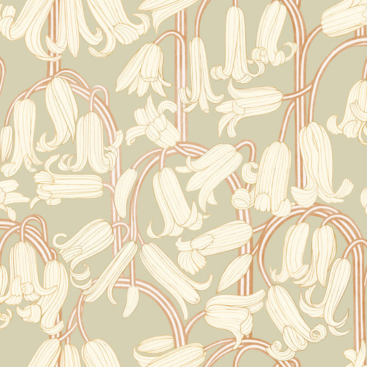 Summer Gray Wallpaper - Bluebells - Green