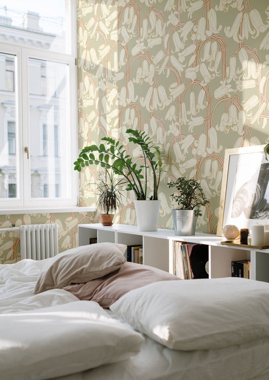 Summer Gray Wallpaper - Bluebells - Green