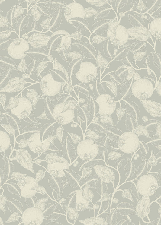 Papier peint floral - Grenade - Gris