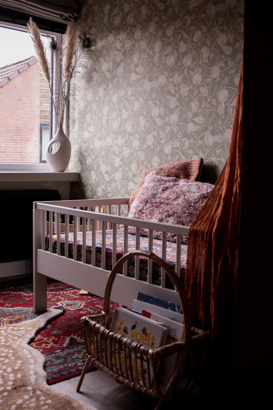 Summer Gray Wallpaper - Pomegranate - Apple Green