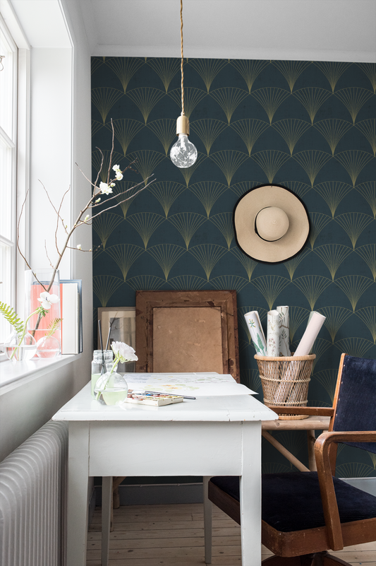 Papier peint Midbec - Motif géométrique - Bleu