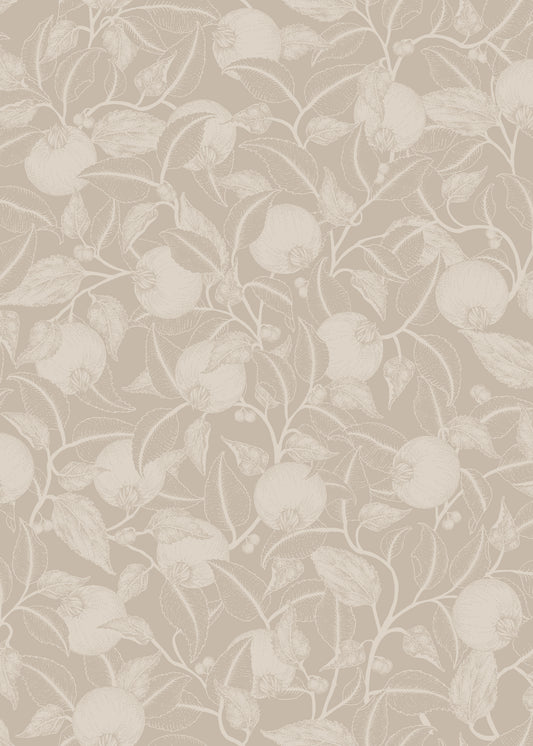 Papier peint floral - Grenade - Beige pierre